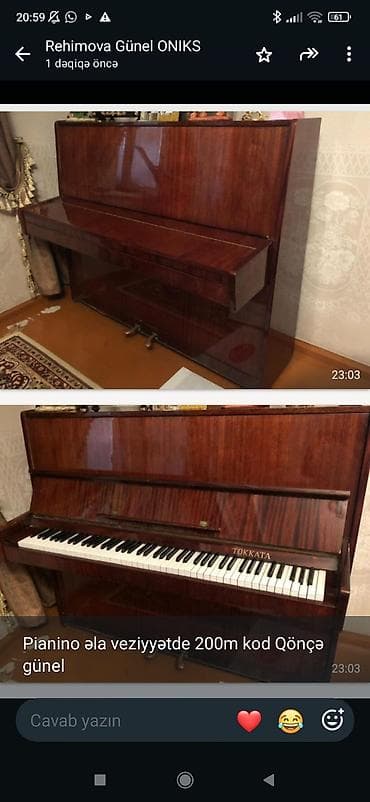Tokkata upright pianino - Korpus: klassik qəhvəyi ağac örtüklü