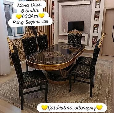 Qonaq otağı üçün, Oval masa, 6 stul