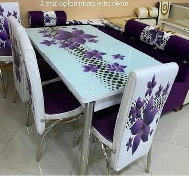 Masa və oturacaq dəstləri: Mətbəx üçün, Yeni, Açılan, Dördbucaq masa, 4 stul — 6