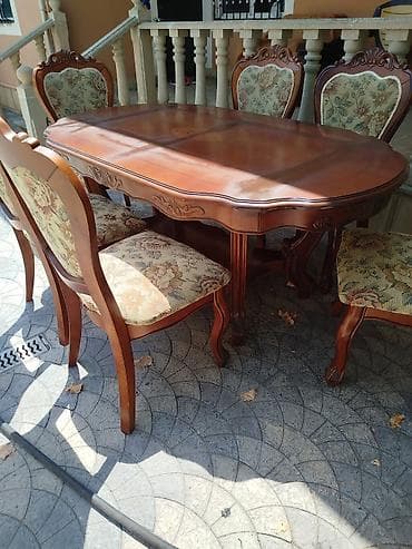 balkon stul: Klassik üslubda yemək otağı dəsti - Komplekt: 1 ədəd ovala yaxın — 4
