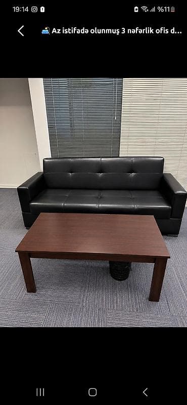 3 nəfərlik ofis divanı. - Divan: 3 nəfərlik, klassik düz xətli — 1