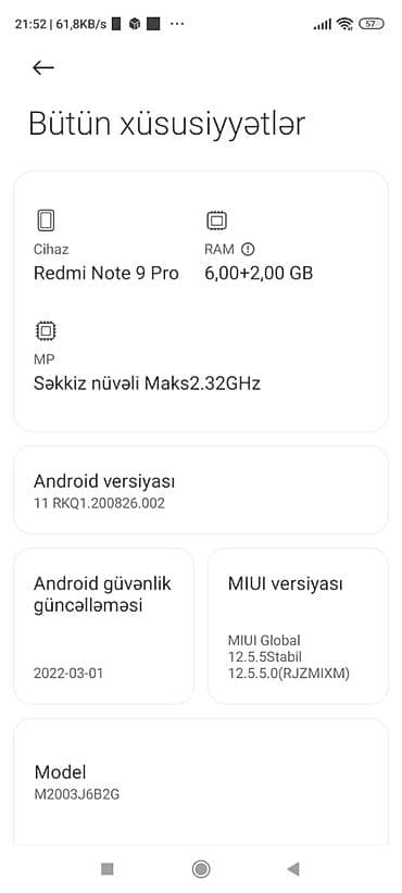 mac pro: Redmi Note 9 Pro, 128 GB, rəng - Ağ, Barmaq izi — 3