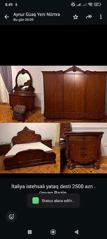 italiya mebelleri: İtaliya istehsalı yataq desti 2500 azn . ünvan Razin 
Aynur günəş — 1