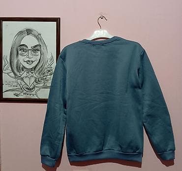 adidas kişi: Unisex sweatshirt - Rəng: tünd göy‑boz (teal tonunda) - Ön hissə: ağ — 2