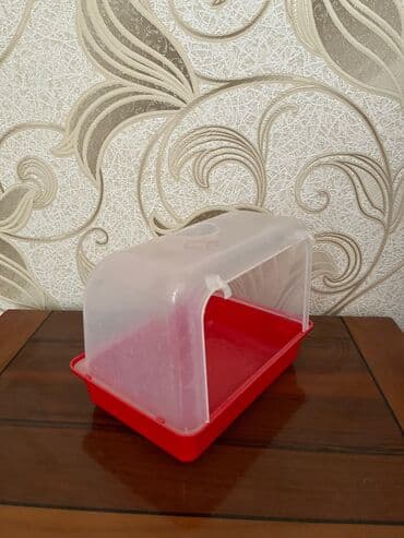 Quşlar üçün plastik vanna/hamam kabinəsi - Rəng: qırmızı altlıq +