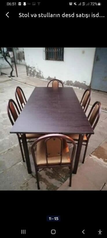 Masa və oturacaq dəstləri: Qonaq otağı üçün, Yeni, Açılan, Kvadrat masa, 4 stul — 10