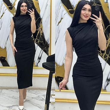 Qadın midi don – büzgülü, qoltuqsuz, bodycon siluet - Model: bel — 3