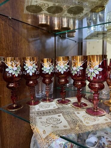 çaxır boçkası: Qədəhlər, rəng - Qırmızı, Şüşə, 6 ədədli dəst, Çexiya — 2