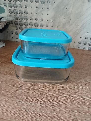 Şüşə saxlama qabları dəsti – 2 ədəd - Material: qalın şəffaf şüşə — 3