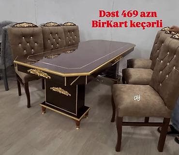stol ustul: Yemək otağı dəsti – klassik dizayn - Tərkib: uzun, çoxbucaqlı formalı — 1