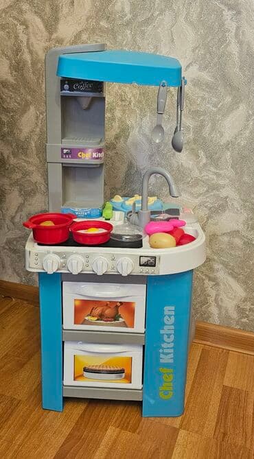 столовая для кукол: Uşaq oyuncağı – Chef Kitchen oyun mətbəxi - Parlaq mavi-ağ dizayn — 1