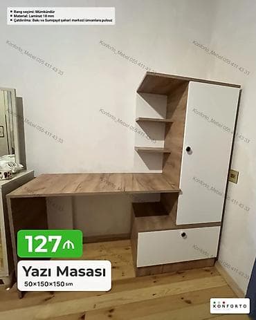 masa ders: Künc masa, Stulsuz, Polkalı, Siyirməli, Sadə laminat — 1