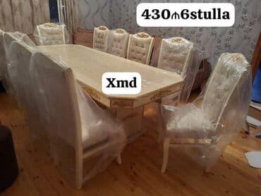 stol desdi: Qonaq otağı üçün, Yeni, Açılmayan, Dördbucaq masa, 6 stul — 3