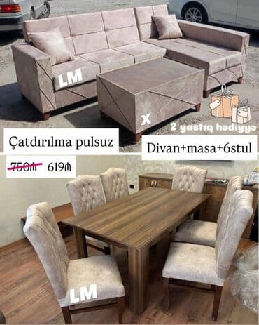 Divan+ Masa dəsti Sifarişlə hazırlanır. Dəst şəkildə : 619₼ Divan — 1