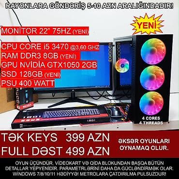 nexus 7: Oyun üçün Kompüter "RGB Core i5 3470 8GB Ram GTX1050 2GB 128GB SSD” — 2