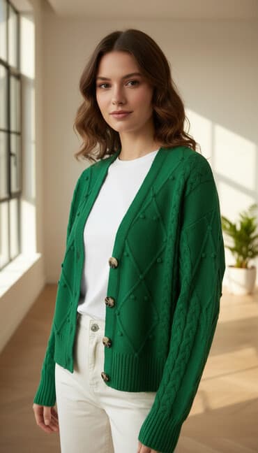 jaketlər instagram: Məhsul: qadın kardiqanı - Brend: Trendyol - Rəng: parlaq yaşıl - — 1