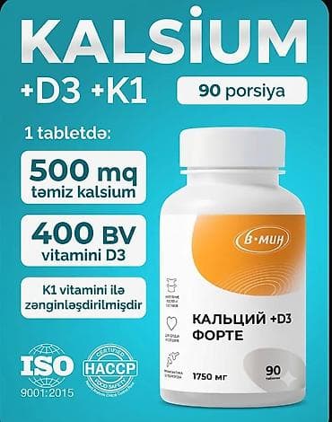 Kalsium B-min-dən "kalsium D3 Forte" -yetişmiş yaban mersini dadı ilə