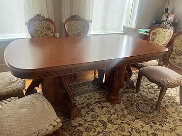 Klassik masa, Açılan, Taxta, Oval masa