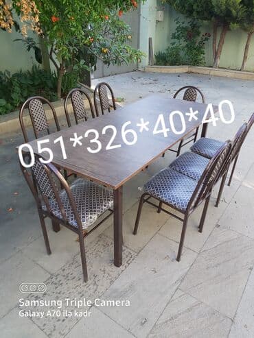 Masa və oturacaq dəstləri: Qonaq otağı üçün, Yeni, Açılan, Dördbucaq masa, 4 stul — 5