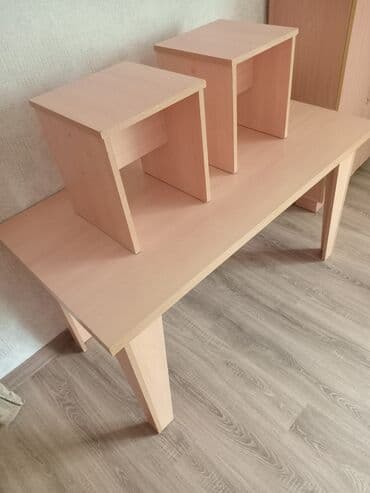 ağcaqayın: Mətbəx üçün, İşlənmiş, Açılmayan, Dördbucaq masa, 2 stul — 2