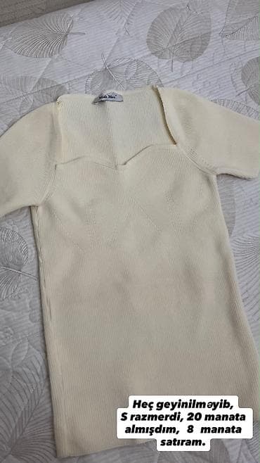 bluz: Krem rəngli trikotaj bluz - Brend: Moda Meni (etiketdə göstərilir) - — 1