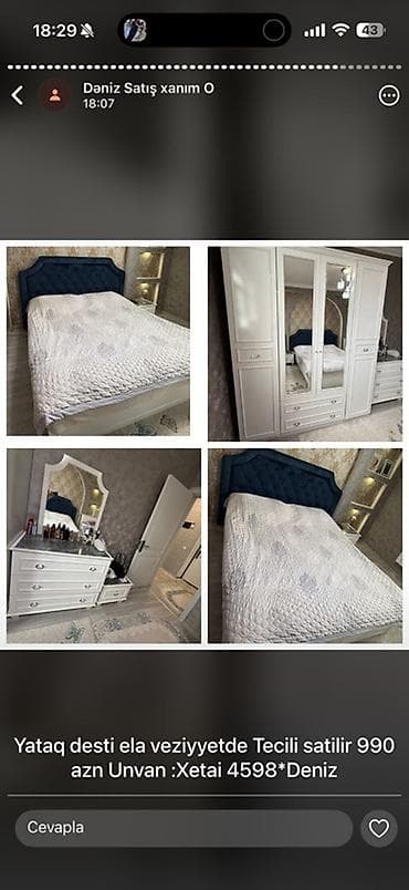 mərmər masa: İkinəfərlik çarpayı, Dolab — 1