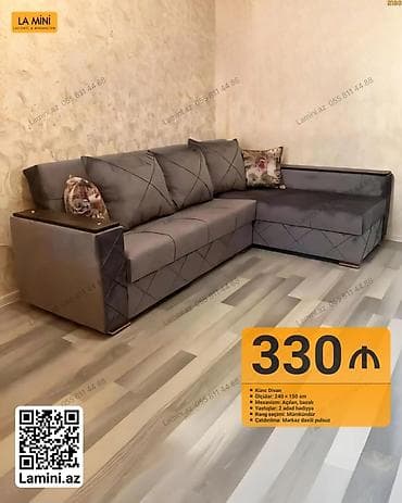 Künc divan – müasir dizaynlı, komfortlu model - Ölçülər: 240 × 150 sm