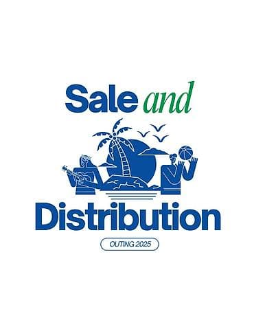 ağ palto: Məhsul: “Sale and Distribution – Outing 2025” temalı T‑shirt Təsvir — 1