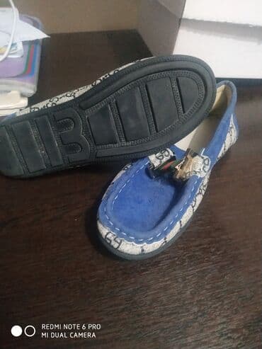 qoyun dərisindən uşaq qış ayaqqabıları: Mavi mokasin tipli uşaq ayaqqabısı - Material: üst hissə yumşaq süet — 2