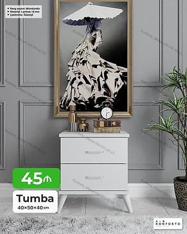 pilleken alti skaf: Ağ rəngli iki çəkməcəli tumbə - Ölçü: 40×50×40 sm - Material: 18 mm — 1
