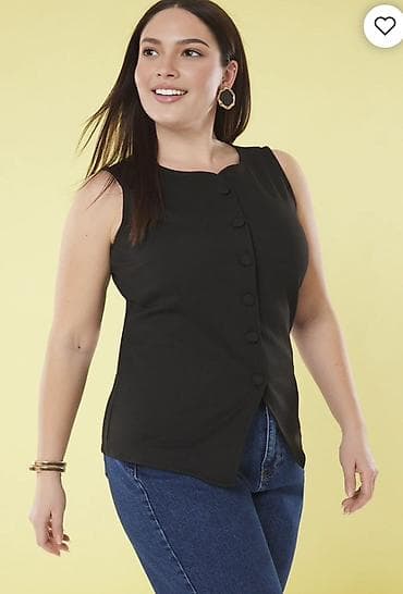 Qara qadın bluz/kofta – düyməli, qolsuz model - Rəng: qara - Dizayn