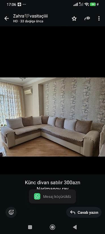 divan satisi: Künc divan satılır 300azn
Nərimanov ray
Zəhra🌷9666 — 1