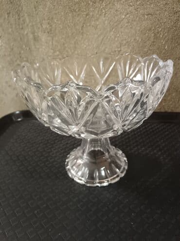 konfetlər: Kvars/şüşə kəsim naxışlı qab dəsti - 2 ədəd şəffaf kəsim naxışlı qab — 6