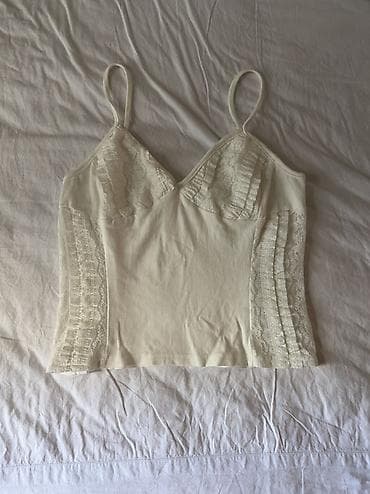 Шубы: Ağ rəngli zərif krujeva detallı qadın topu M razmer - Model: nazik — 3