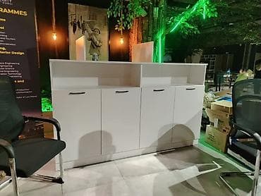 Ağ rəngli resepsiyon/qarşılama masasının modulu - Dizayn: Minimalist