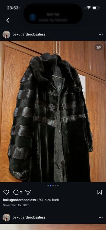 Другая женская одежда: L/XL ölçü qara kürk - Model: uzun kürk palto - Rəng: dərin qara - — 2