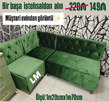 antikvar mebel: Mini-divan, Mətbəx üçün, Parça, Bazasız, Açılmayan — 1