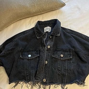 cool geyimler: Qısa denim gödəkçə - Rəng: tünd qara/kömür rəngi - Model: qısa kəsim — 1