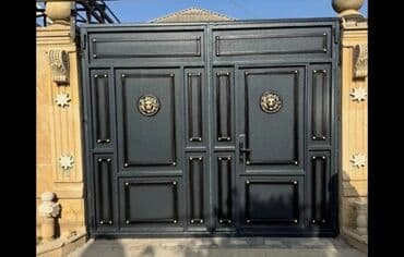 жер тошок: Железо Дворовые ворота, Распашные, 3 м, Механические, С дверью, цвет - Голубой, Нет кредита, Платная установка, Платная доставка — 7