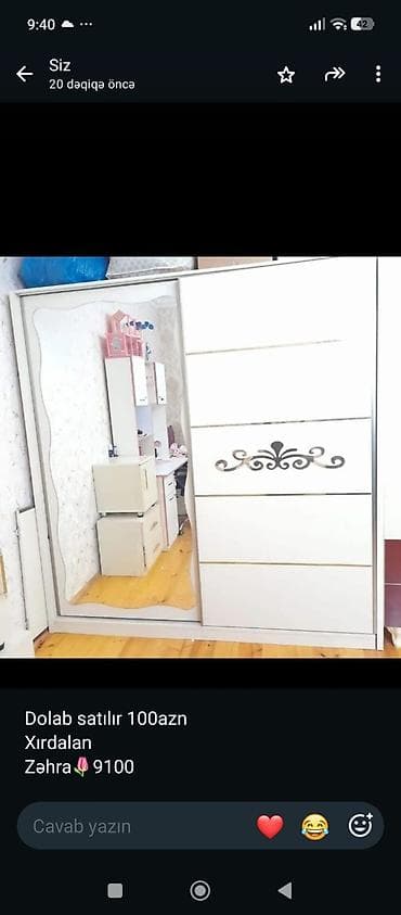 шкаф купе: 077 613 12 74 Ağ rəngli sürgülü qapılı paltar dolabı. - Bir tərəfi — 1