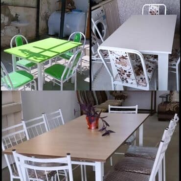 стеклянный стол: Новый, Квадратный стол, 4 стула, Нераскладной, Азербайджан — 17