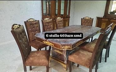 sdul: Yemək otağı üçün dəstlər 1) Klassik dizaynlı masa + 6 stul - Krem — 6