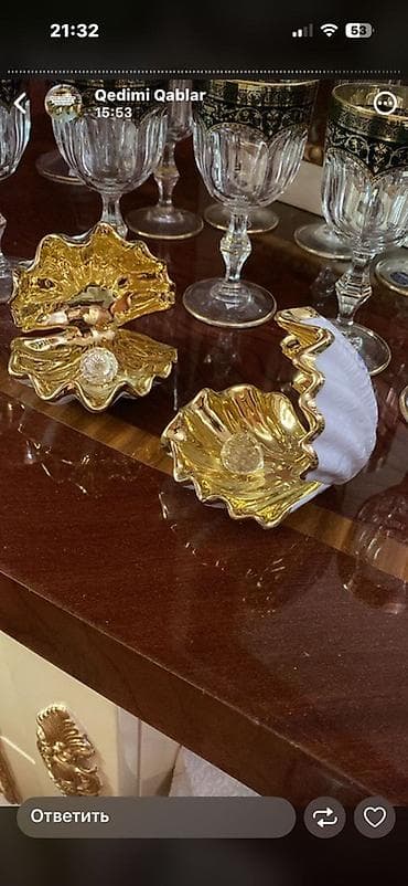 konfet qabı: Dekorativ “inci balığı” temalı qab dəsti - İki ədəd iri midyə — 1