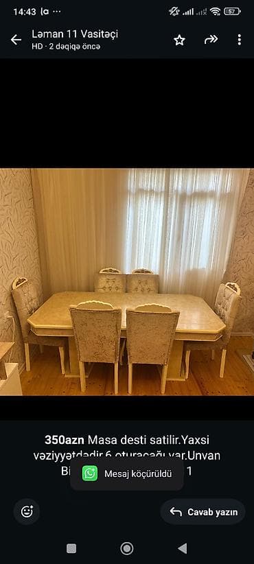 Qonaq otağı üçün, 6 stul