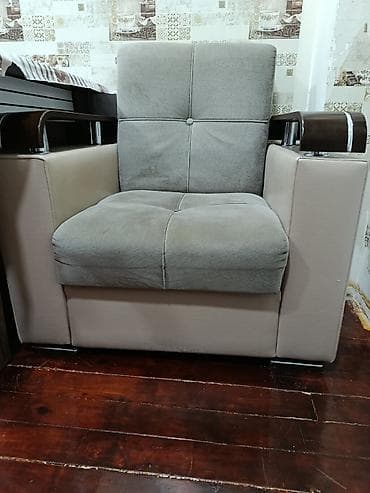 ikinci el mebler: İşlənmiş, Di̇van-kravat, 2 kreslo, Bazalı, Açılan — 6