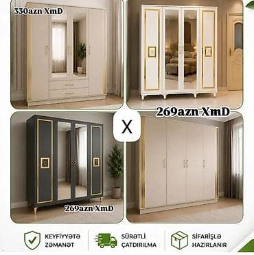 Mebel dəstindən şık qarderob modelləri - 4 qapılı qarderoblar