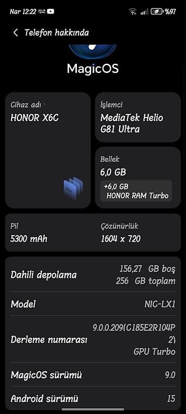 ucuz telofonlar: Honor X6c, 256 GB, rəng - Ağ, Barmaq izi — 3
