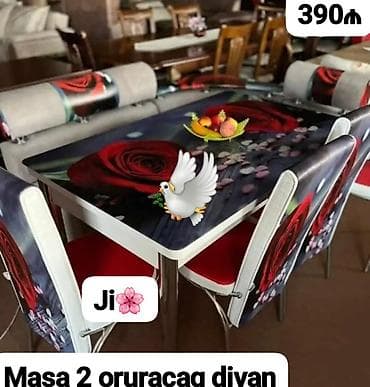 Mətbəx üçün, Yeni, Dördbucaq masa, 2 stul