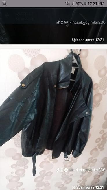 Qadın ayaqqabıları: Dəri kurtka, Bershka, XL — 4