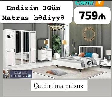 dolab sumqayit: Yataq otağı mebel dəsti – cəmi 759₼ Dəst tərkibi: - 4 qapılı şkaf (2 — 1